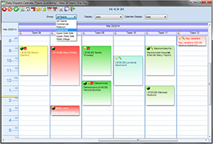 job scheduling screen showing team groupings