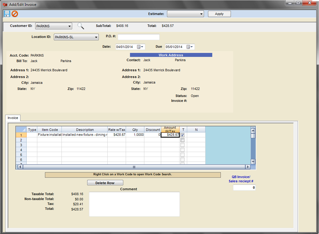 Invoice layout in Scheduling Manager Gemini