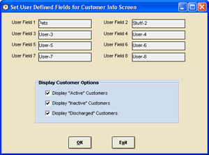 customer user options screen
