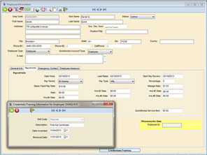 Employee information screen in Web Express