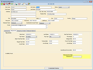 employee information screen in Scheduling Manager