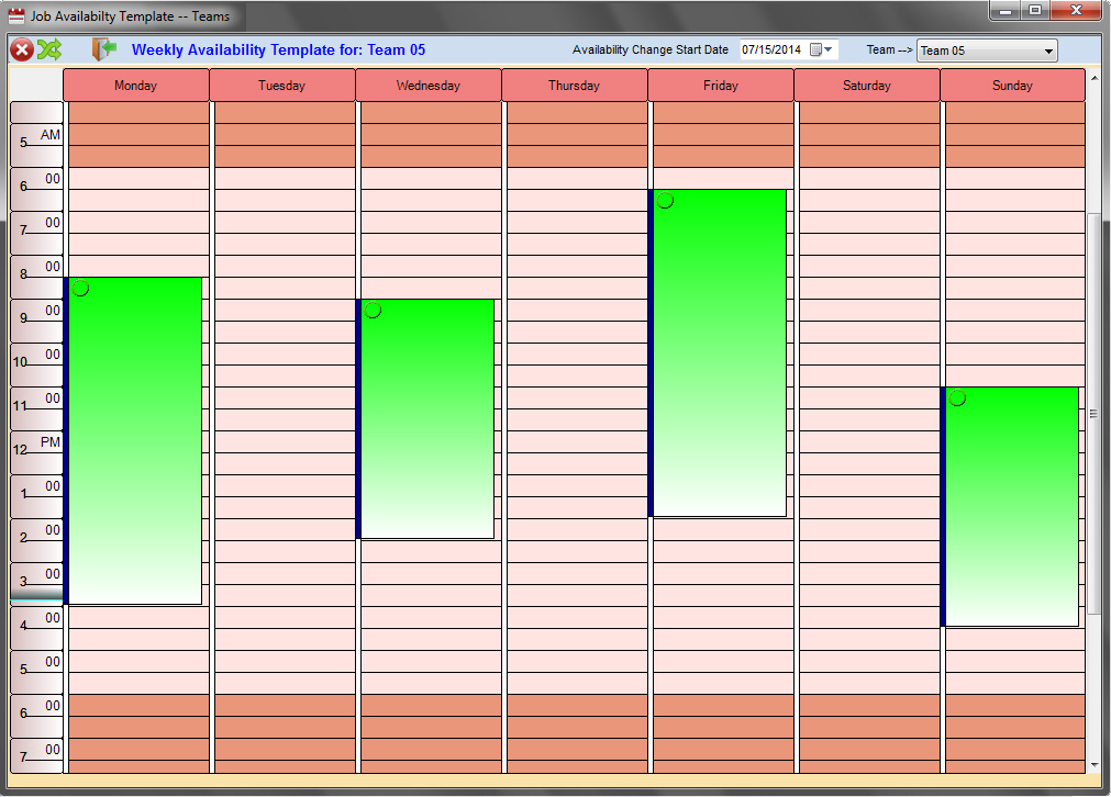 Weekly employee availability schedules in Scheduling Manager