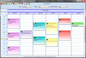 color coding of teams in daily scheduling calendar