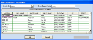 customer information search screen