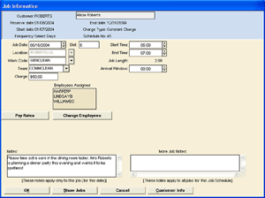 job notes section in add job schedule screen