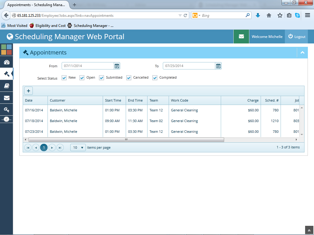Customer Portal Viewing Appointments